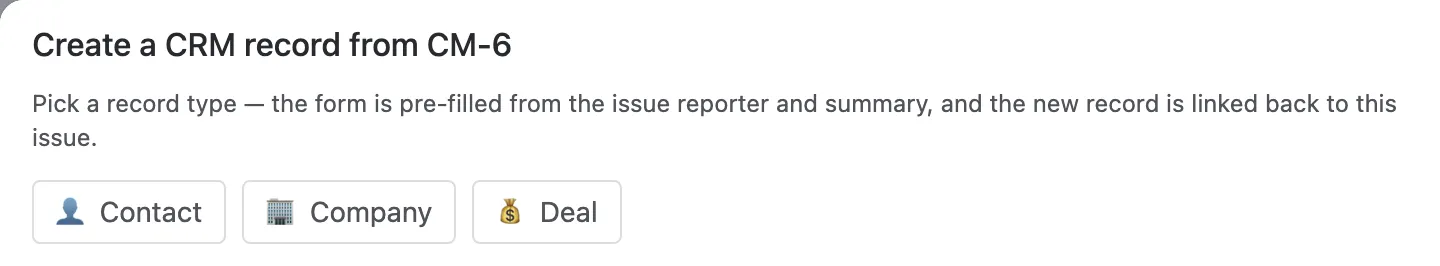Create CRM record from a work item’s ••• menu