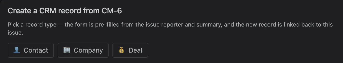 Create CRM record from a work item’s ••• menu